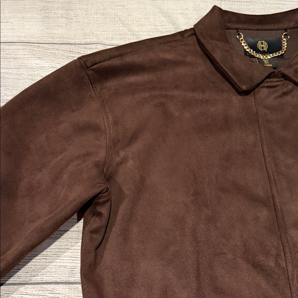 Women’s House of Harlow 1960 Cropped Faux Suede Jacket Size L brown - Picture 6 of 16